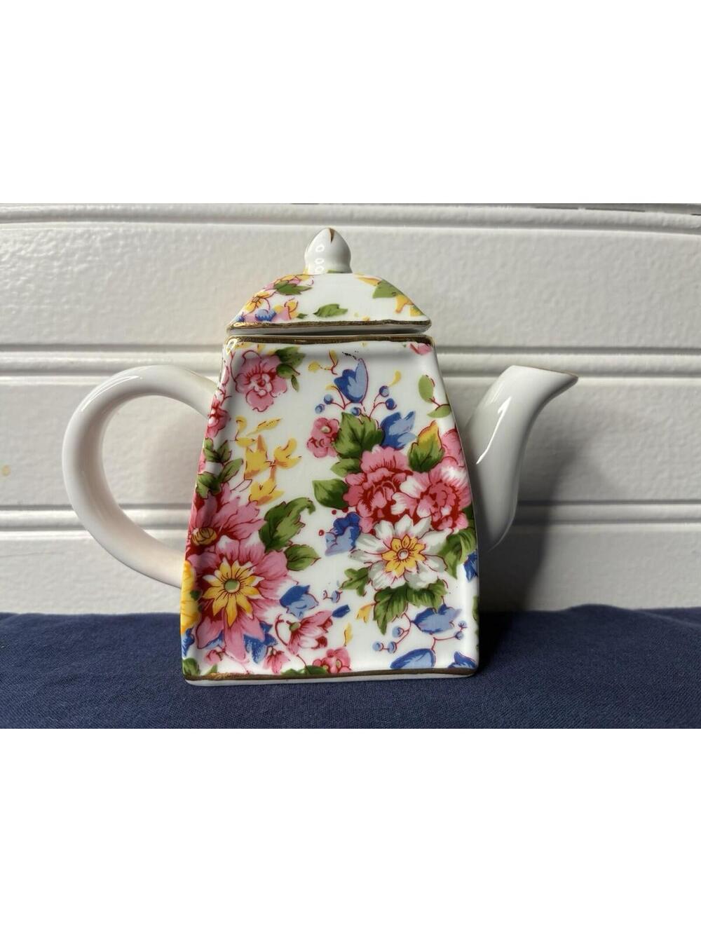 Miniature Vintage Ceramic Floral Teapot